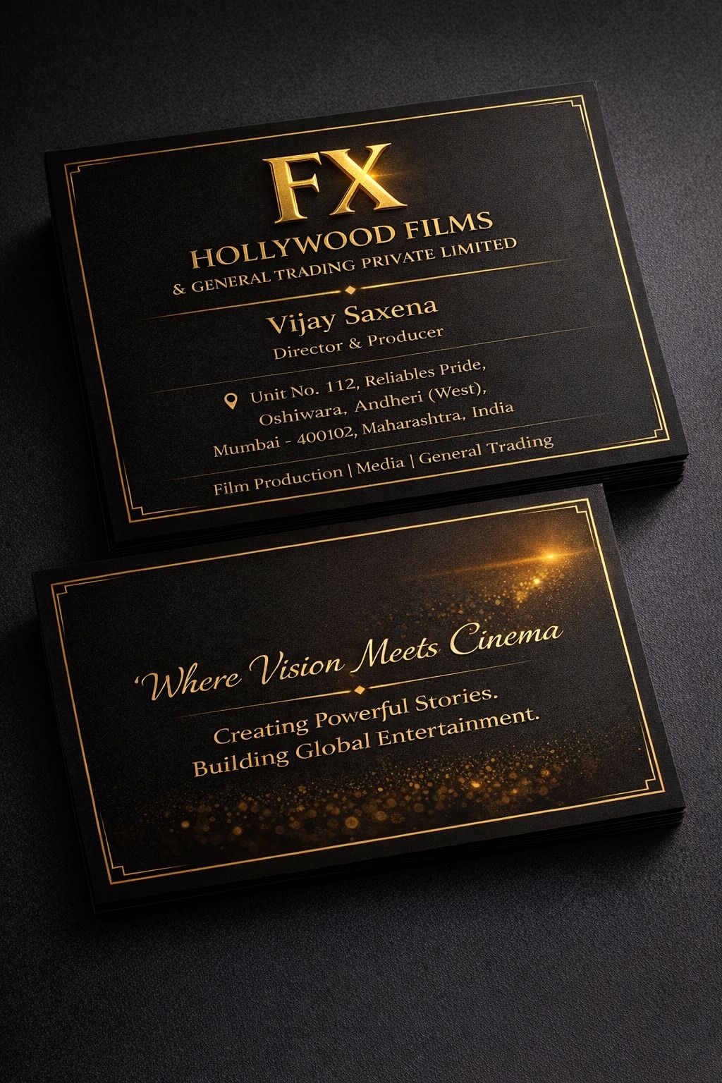 FXHollywood Films brand message card with cinematic typography